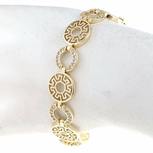 2072 Bransoletka złota elegancka 19cm cyrkonie pozłacana 14k Viki Lady