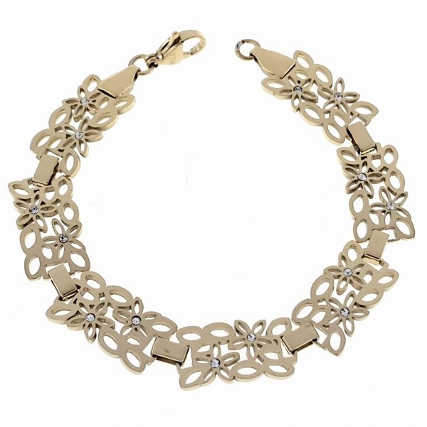 2226 Piękna ażurowa bransoletka złota 18cm stal chirurgiczna 316L  