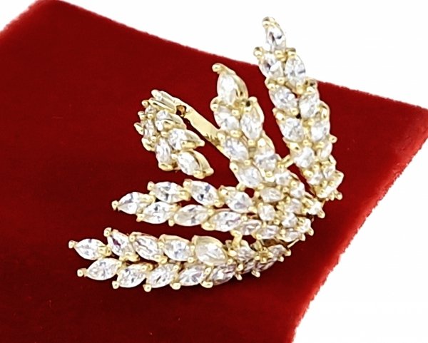 P17 Pierścionek regulowany złoty pozłacany cyrkonie błyszczący 14k Viki Lady regulowany 