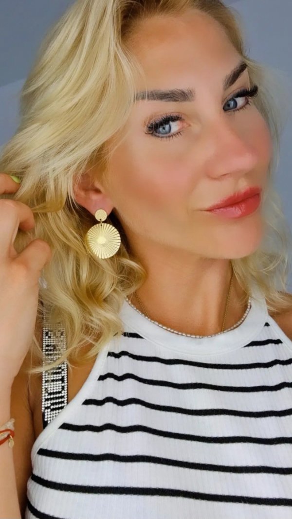 3689 Kolczyki złote stal chirurgiczna celebrytki wiszące 