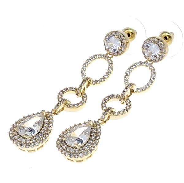 4434 Kolczyki złote pozłacane wiszące 14K cyrkonie