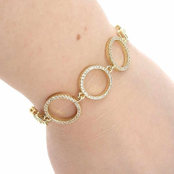 2592 Bransoletka złota elegancka 19cm cyrkonie pozłacana 14k Viki Lady