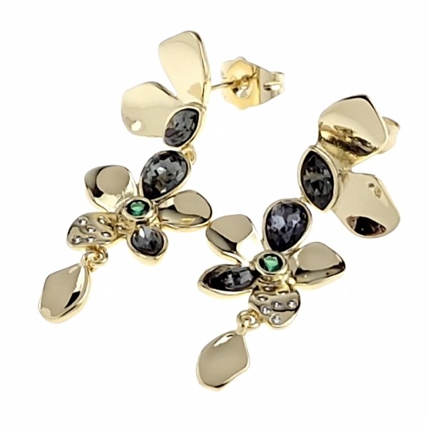 2471 Kolczyki złote pozłacane wiszące 14K Xuping cyrkonie 