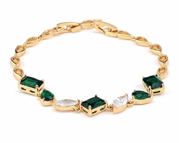 2954 Bransoletka cyrkonie złota 19cm pozłacana 18k Xuping