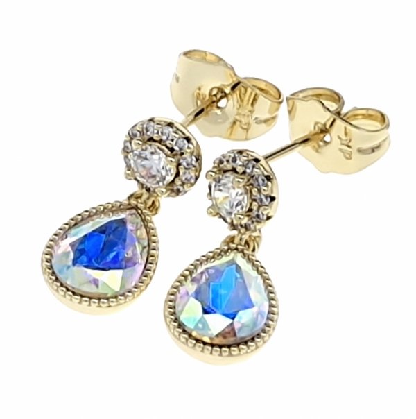 4691 Kolczyki złote pozłacane cyrkonie wiszące 14K Xuping Austrian Crystal