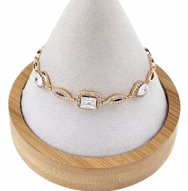 4695 Bransoletka złota cyrkonie 19cm pozłacana 18k Xuping 