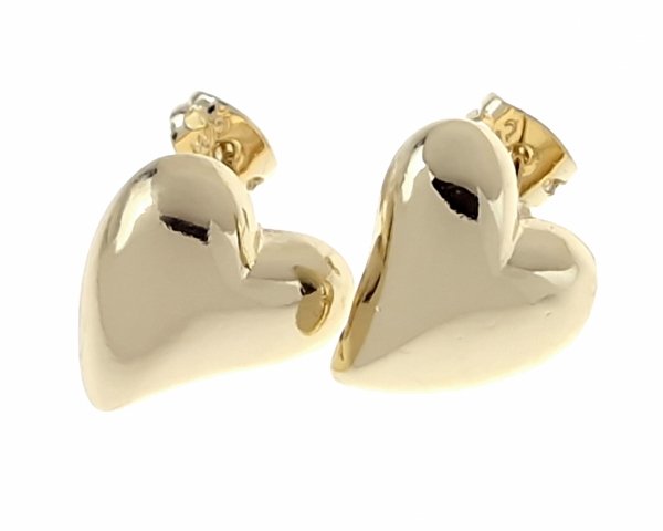 3494 Kolczyki złote pozłacane wtyczki 14K serce
