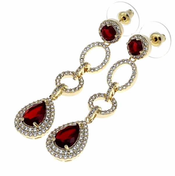 4285 Kolczyki złote pozłacane wiszące 14K cyrkonie