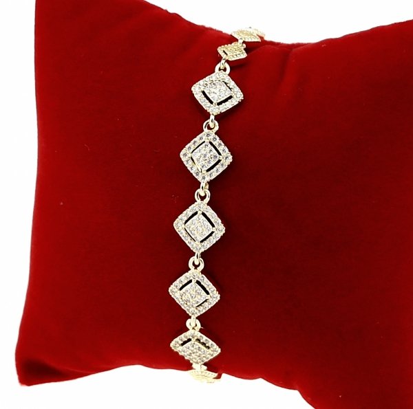 933b Bransoletka złota elegancka cyrkonie 19cm pozłacana 14k Aisadi