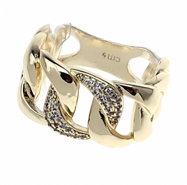 2212a Pierścionek złoty pozłacany 14k cyrkonie 