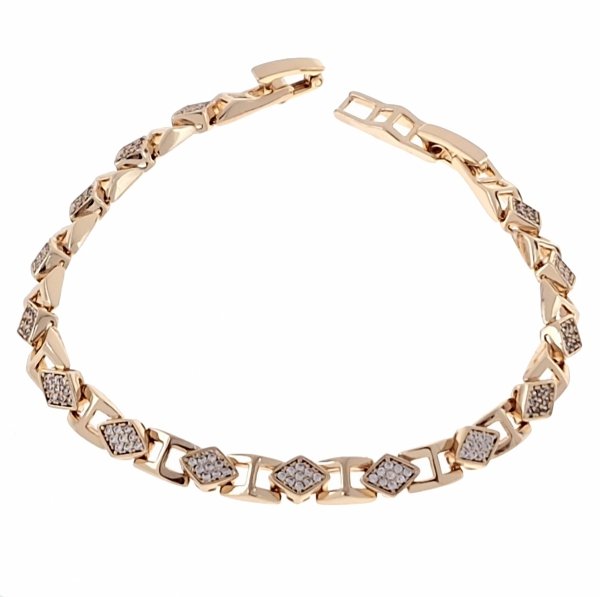 361a Bransoletka cyrkonie złota 19,5cm pozłacana 18k Xuping
