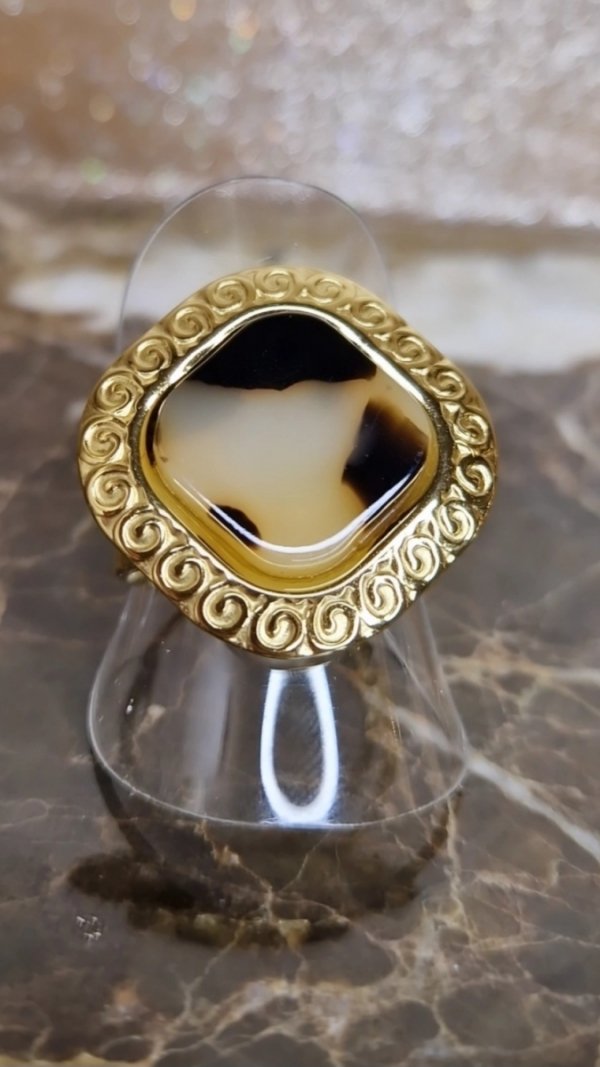 1862d Pierścionek złoty stal chirurgiczna 316L regulowany 