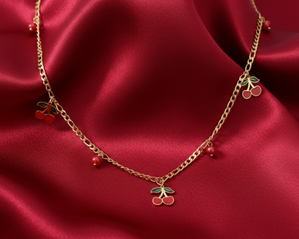 4522 Złoty łańcuszek 40+5cm naszyjnik stal chirurgiczna nierdzewna 316L wiśnie 