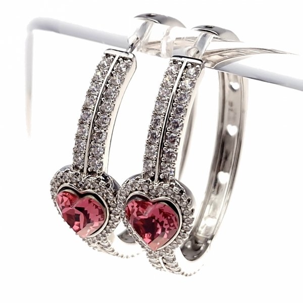 2225 Kolczyki srebrne pozłacane białym złotem wiszące koła 3,5cm Austrian Crystal