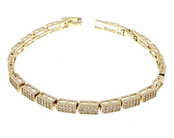 2578 Bransoletka złota elegancka 19cm cyrkonie pozłacana 14k Viki Lady
