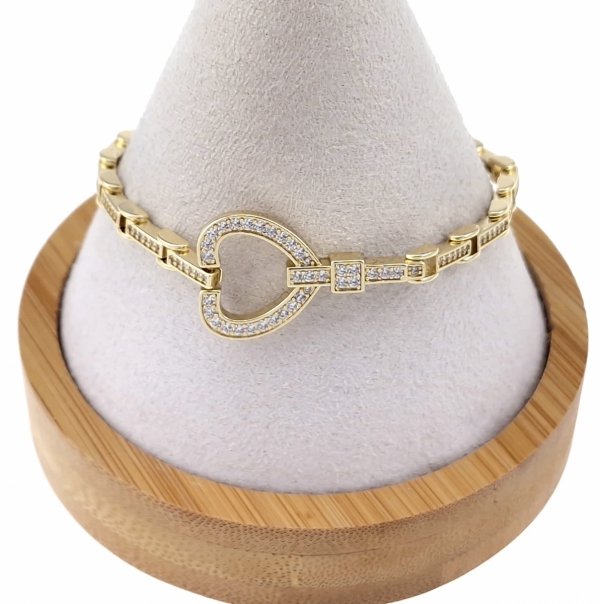 595c Bransoletka elegancka złota 17+2cm pozłacana 14k serce