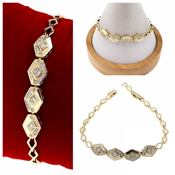 2489b Bransoletka elegancka złota 17+2cm pozłacana 14k Xuping 