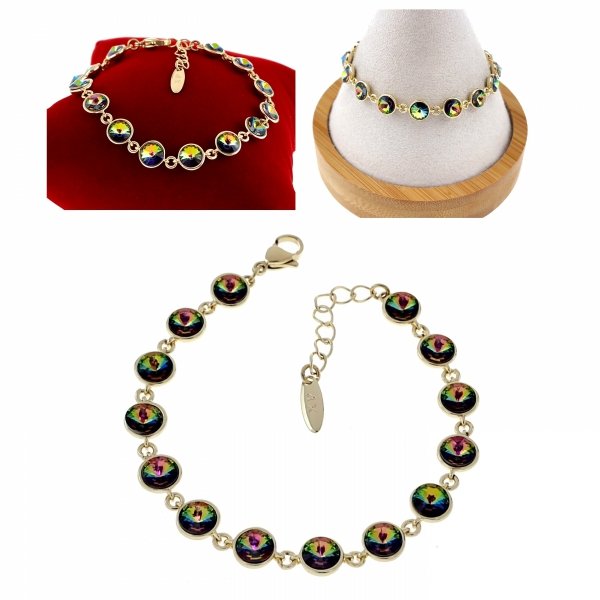 405d Bransoletka elegancka Austrian Crystal złota cyrkonie 17+3 pozłacana 14k Xuping