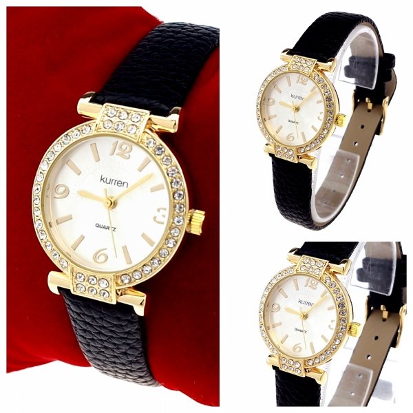 693 Zegarek damski Kurren elegancki klasyk pasek czarny