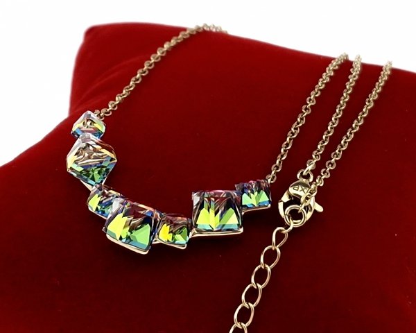 3447 Złoty łańcuszek naszyjnik 40+5cm pozłacany 14k Austrian Crystal 