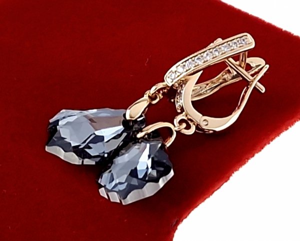 3270 Kolczyki złote Austrian Crystal cyrkonia pozłacane 18k Xuping wiszące