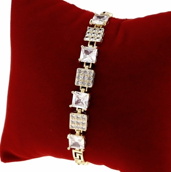 878 Bransoletka elegancka złota 16,5+2cm pozłacana 14k