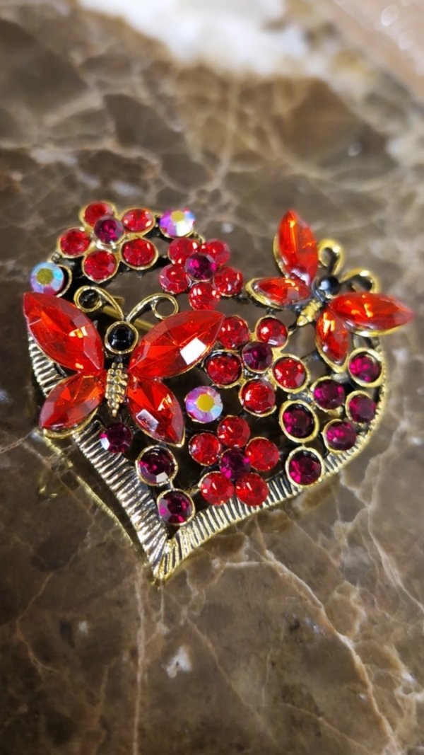 3729B Elegancka broszka przypinka złota cyrkonia