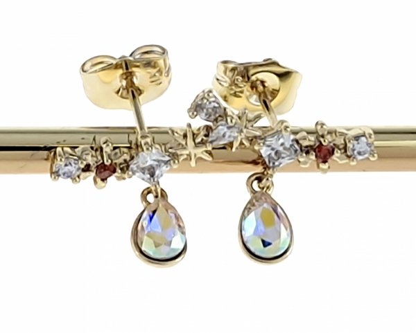 4734 Kolczyki złote pozłacane Austrian Crystal wiszące 14K cyrkonie Xuping 