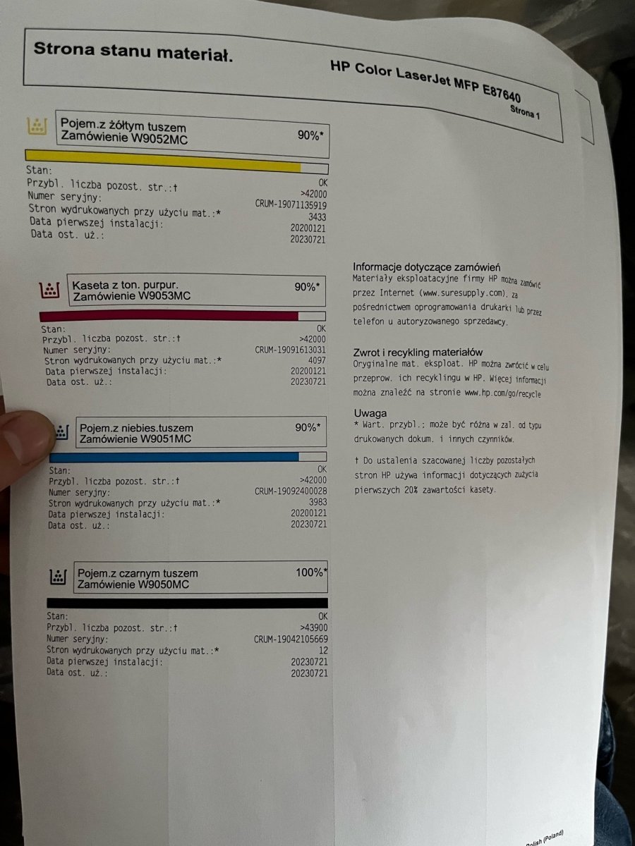 HP Color LaserJet Flow E87660 powystawowe A3