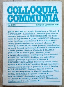 Colloquia Communia 6 (35) 1987 • Chiny
