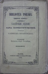 Jan Kochanowski • Łacińskie elegie [1856]