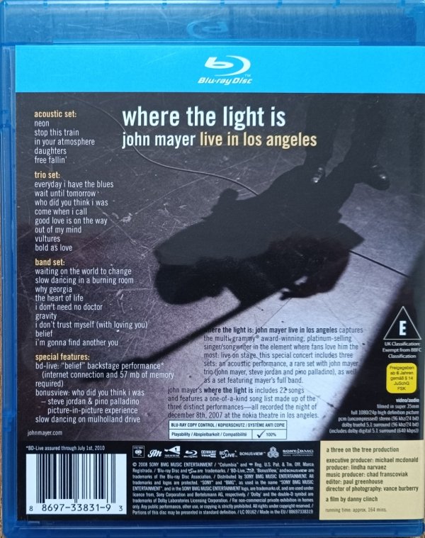 Where the Light is: John Mayer Live In Los Angeles • Blu-ray