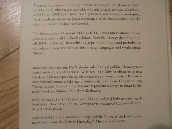 Agnieszka Kosińska Czesław Miłosz. Bibliografia druków zwartych