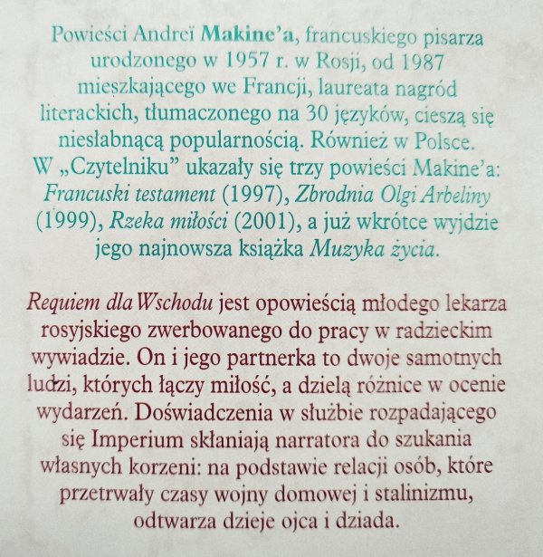 Andrei Makine Requiem dla Wschodu