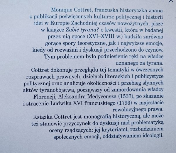 Monique Cottret Zabić tyrana? Tyranobójstwo w nowożytnej Europie