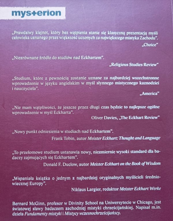 Bernard McGinn Mistyczna myśl Mistrza Eckharta