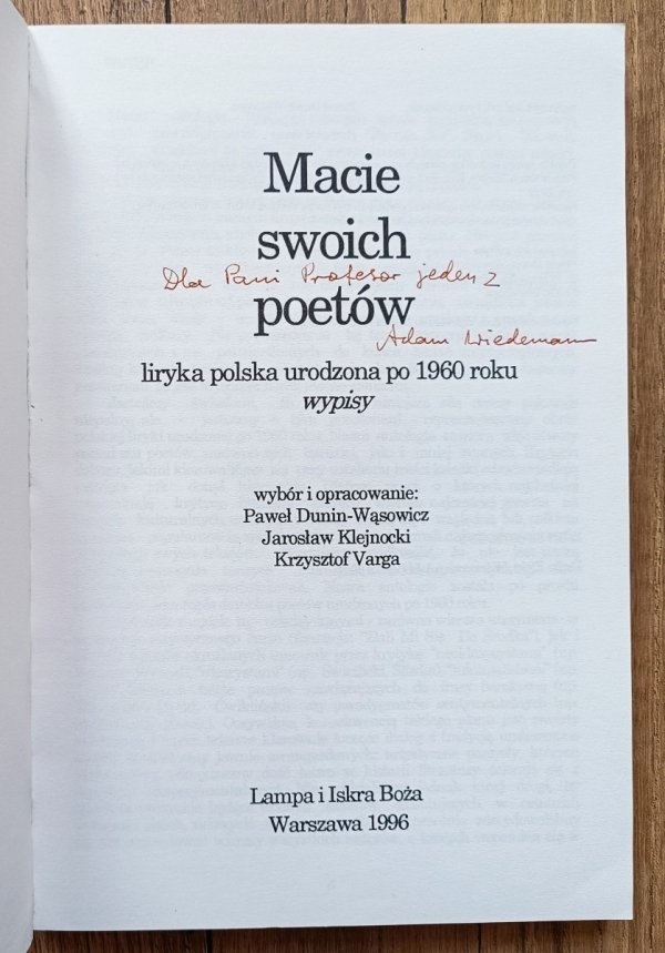 Macie swoich poetów. Liryka polska urodzona po 1960 roku. Wypisy