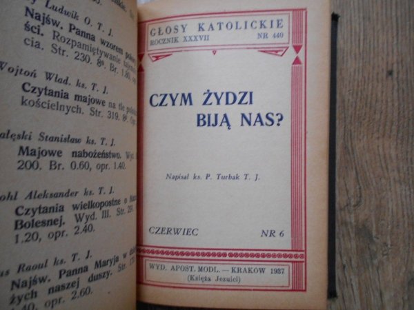 Głosy Katolickie rocznik 1937 • Antysemityzm