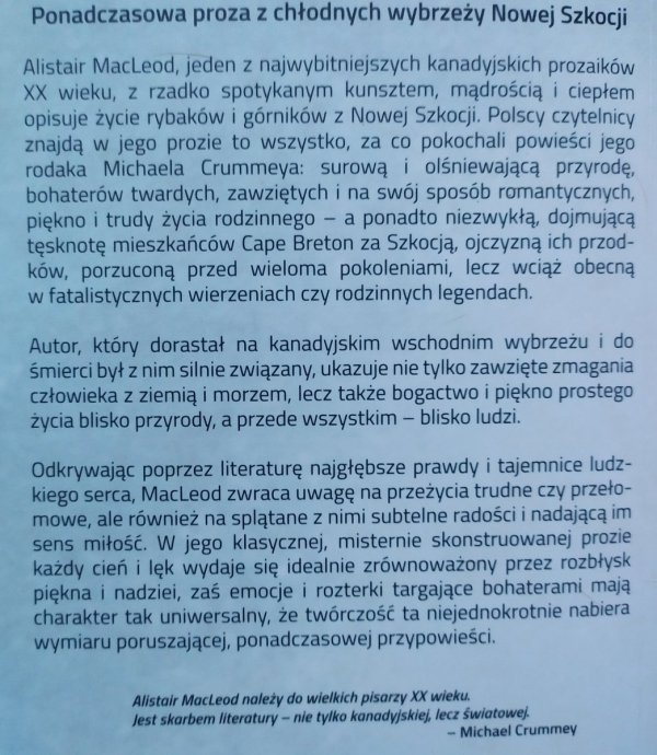 Alistair MacLeod Skoro ptaki czynią słońce