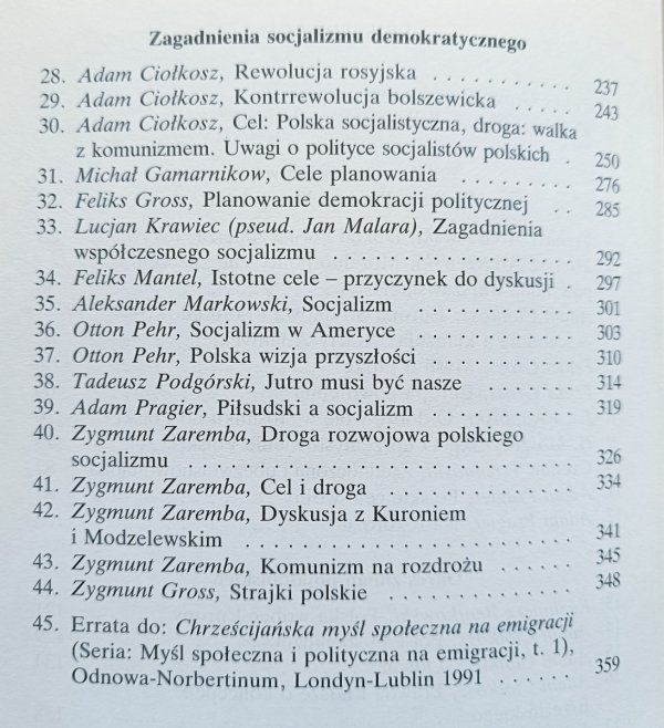 Wybór pism emigracji politycznej niepodległej PPS (WRN) 1940-1970