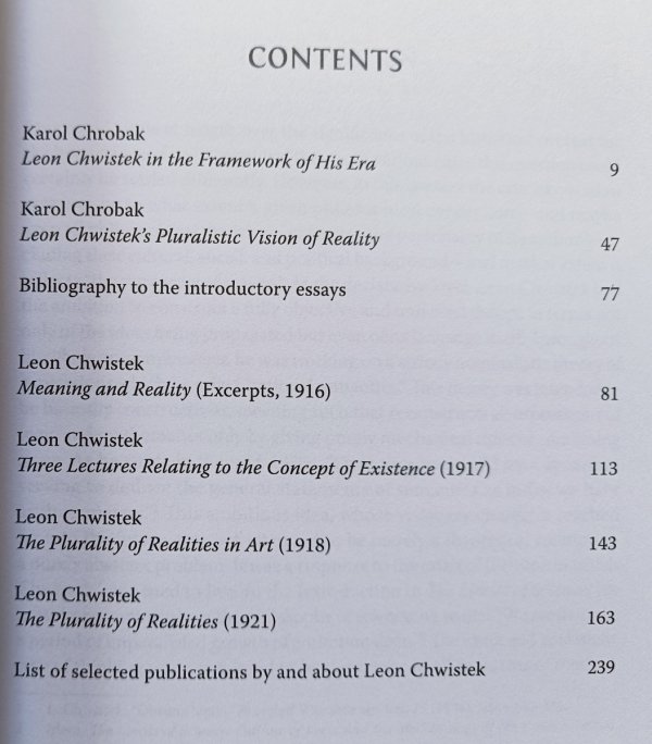 Leon Chwistek The Plurality of Realities. Collected Essays