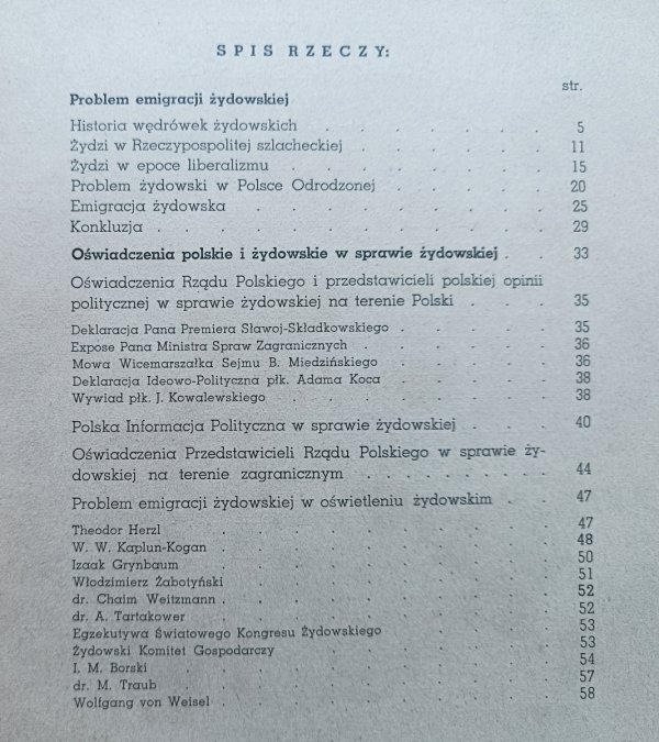 Jan Ziemiński Problem emigracji żydowskiej
