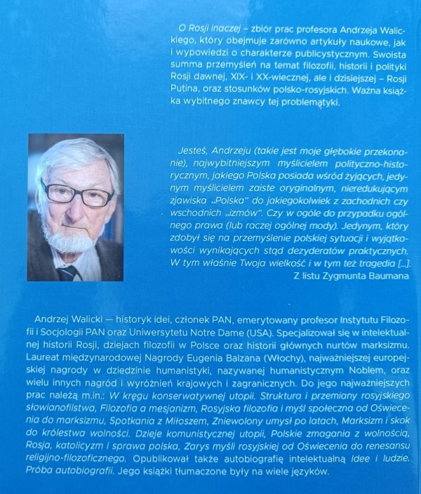 Andrzej Walicki O Rosji inaczej / autograf Andrzeja Walickiego