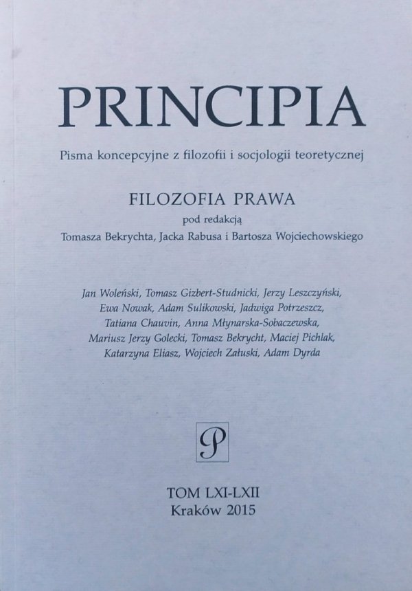 Principia tom LXI-LXII 2015 Filozofia prawa