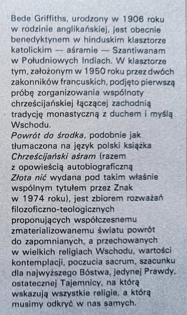 Bede Griffiths Powrót do środka