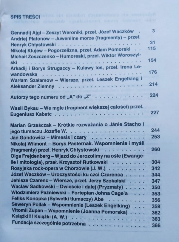 Literatura na świecie 3/1988 Strugaccy, Szałamow, Płatonow