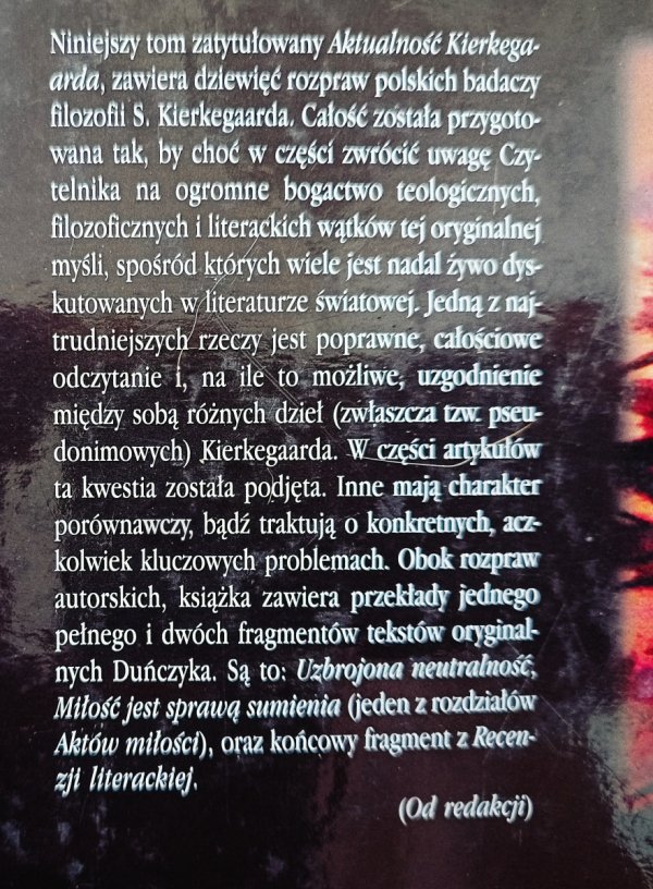 red. Antoni Szwed Aktualność Kierkegaarda