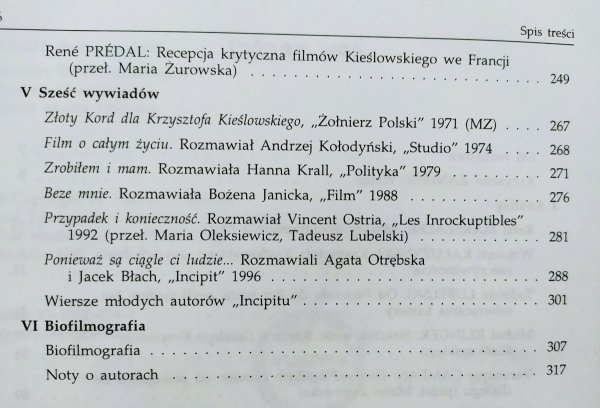red. Tadeusz Lubelski Kino Krzysztofa Kieślowskiego