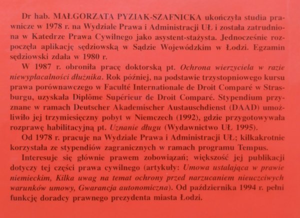 Małgorzata Pyziak-Szafnicka Ochrona wierzyciela w razie niewypłacalności dłużnika