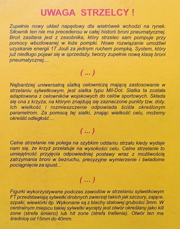 Nowoczesne wiatrówki: Field Target, balistyka, testy i opisy